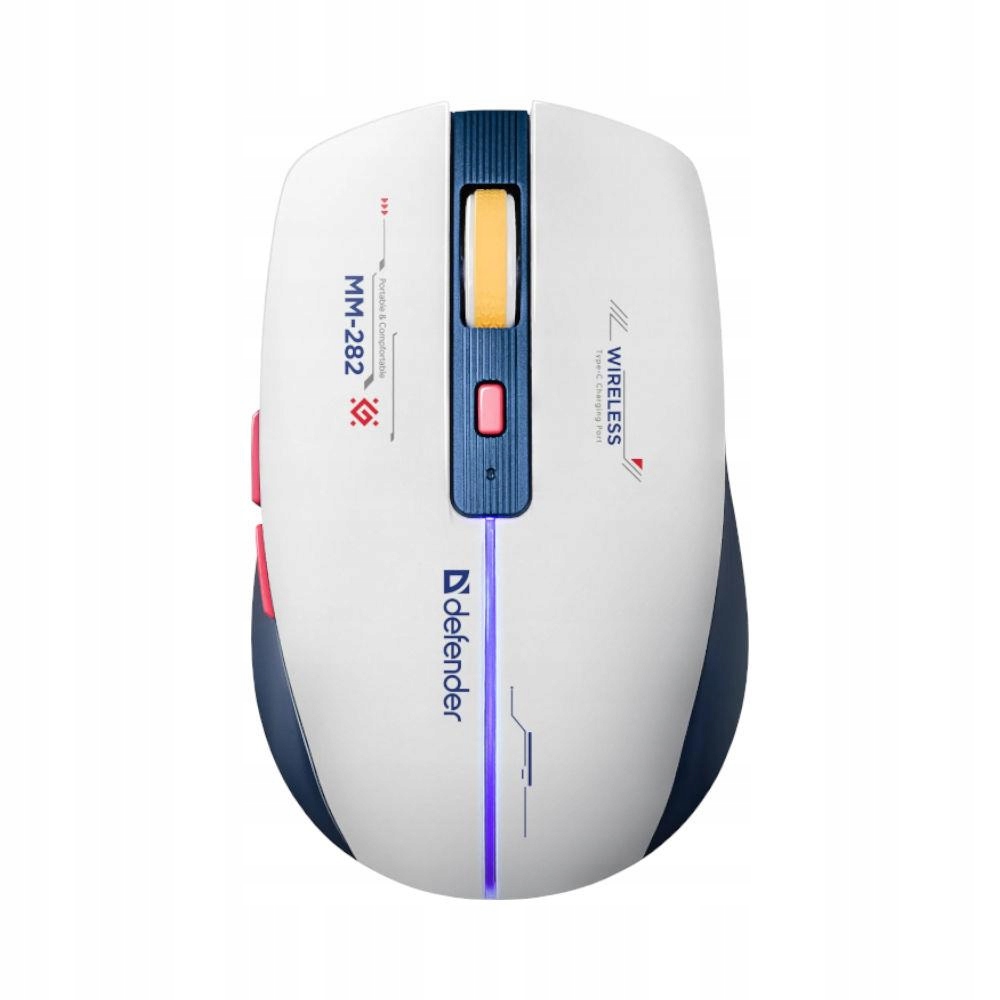 Defender Mysz Dila MM-282 Bezprzewodowa 1800DPI Rgb 6 Przycisków Akumulator