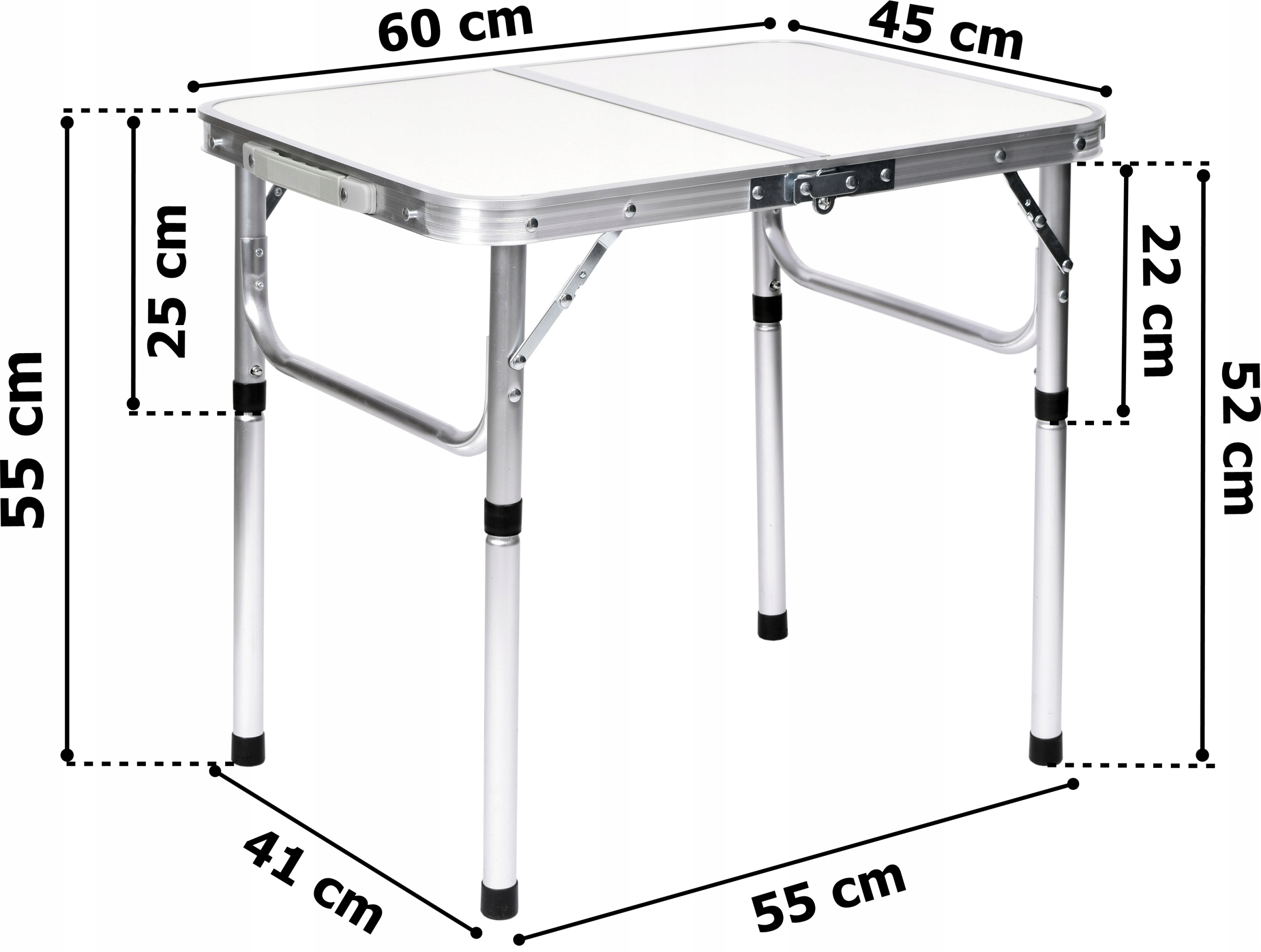 STÓŁ STOLIK TURYSTYCZNY SKŁADANY W WALIZKĘ KEMPINGOWY ALUMINIOWY 60x45 cm Szerokość produktu 60 cm