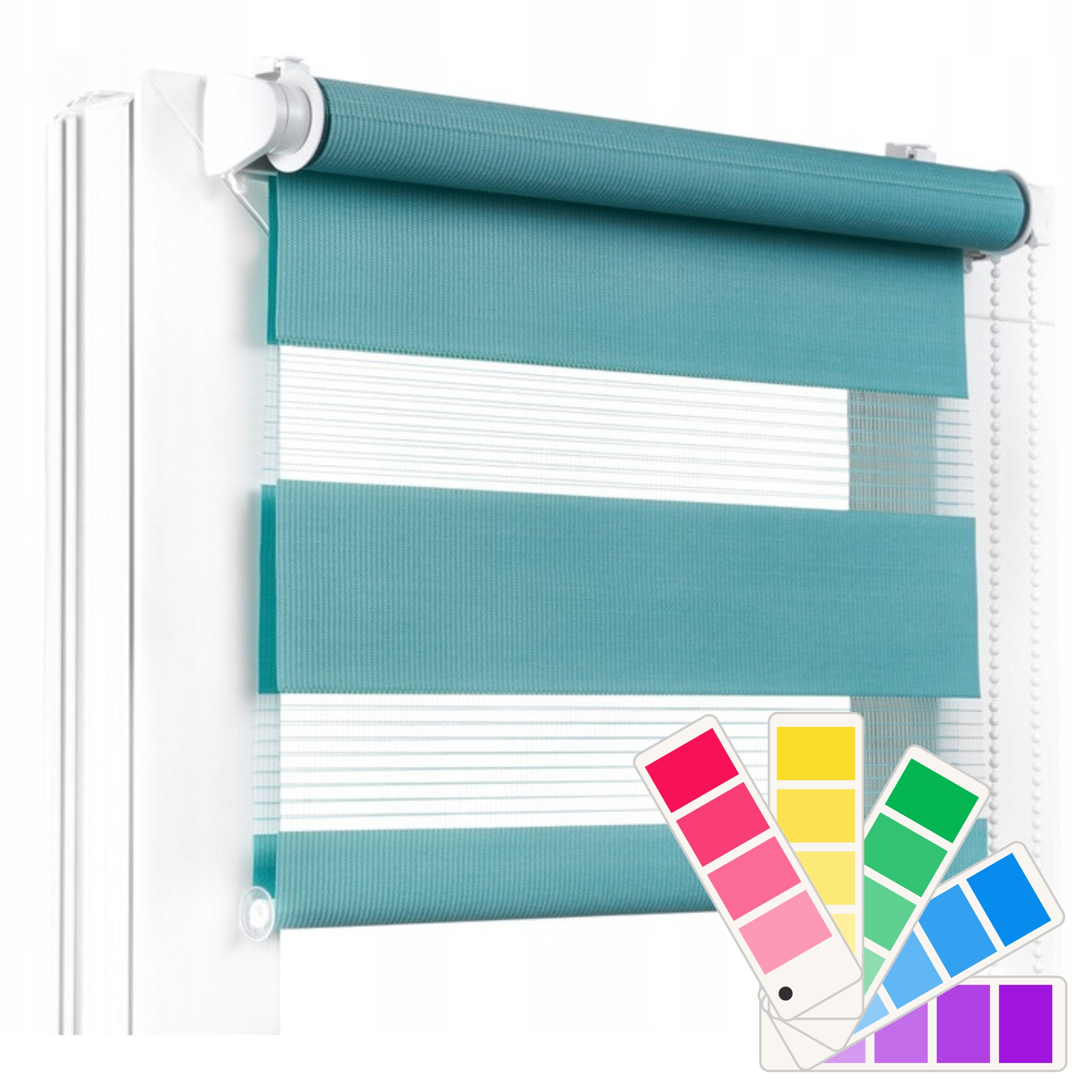 ROLETY DZIEŃ NOC NA WYMIAR Z NAPINACZEM ROLETA ZŁOŻONA WEWNĘTRZNA KOLORY Długość 150 cm