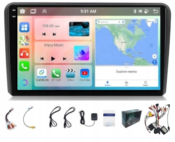 Rádio Navigácia Gps Android Audi A3 8P 2003-2012 Carplay Wifi Usb 4GB 64GB