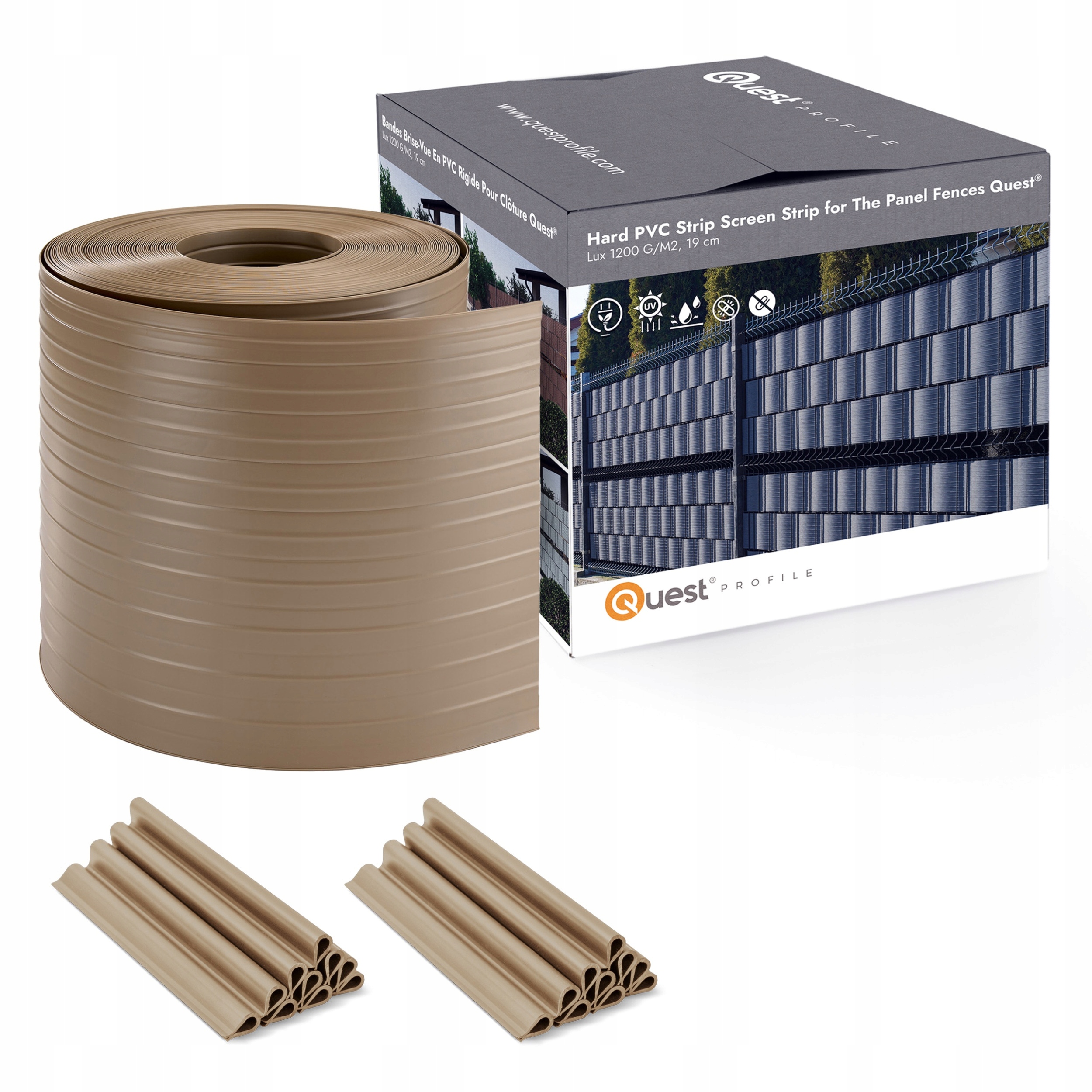 Stínící panelové pásy, 900 g/m2, silná, anti Uv, béžová, 26 m klipy 20 ks