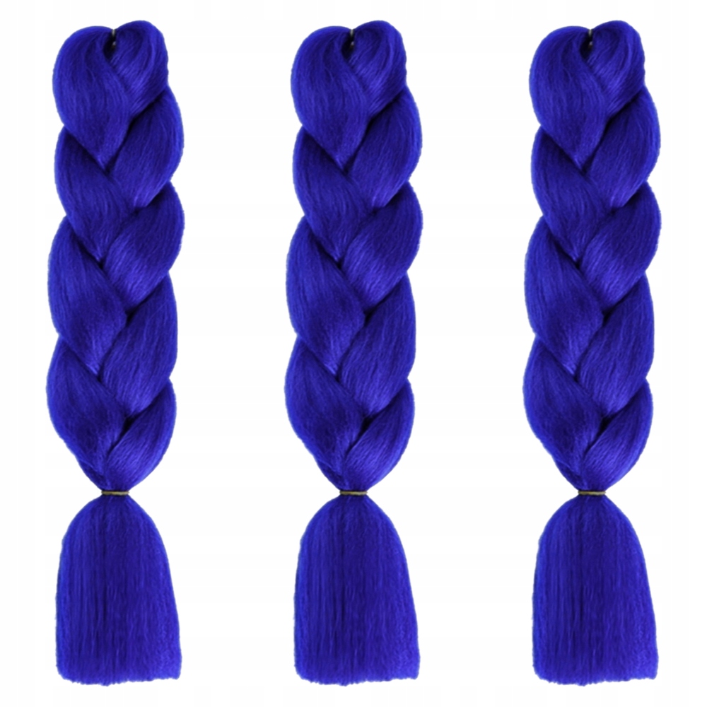 3x Włosy Syntetyczne do Warkoczyków LONG Granatowe