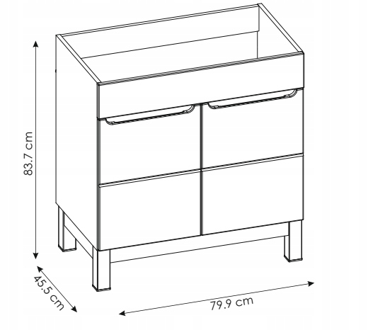 Szafka pod umywalkę 80 cm BALI GRAFIT 821 stojąca Marka Comad