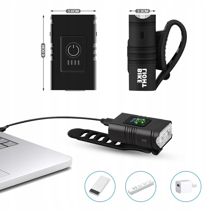 LAMPKA ROWEROWA PRZEDNIA TYLNA USB - LAMPKI OŚWIETLENIE ROWEROWE PRZÓD TYŁ Źródło światła dioda LED