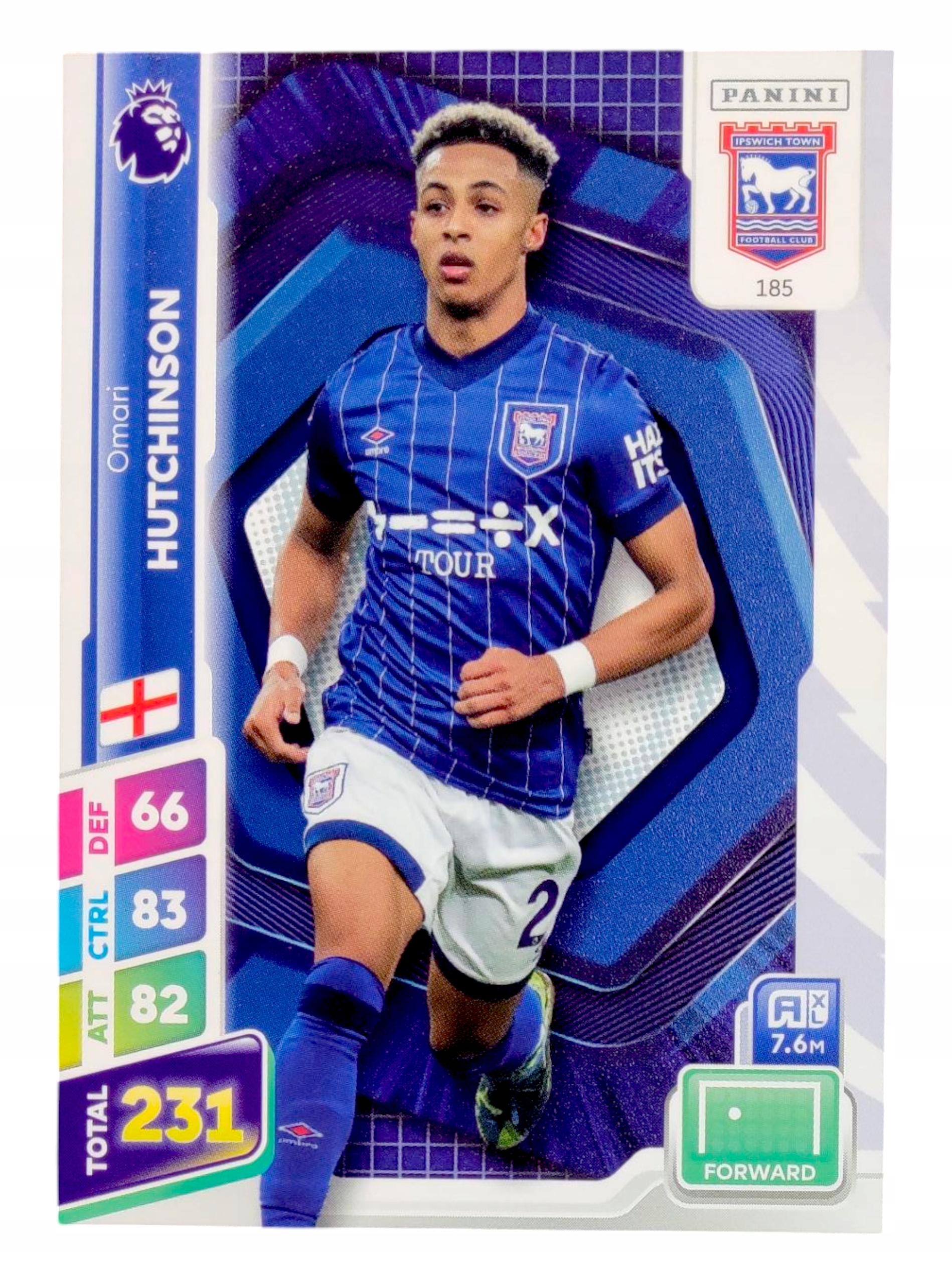 Panini Premier League Plus 2025 Base Card 185 Omari Hutchinson Ipswich Town
