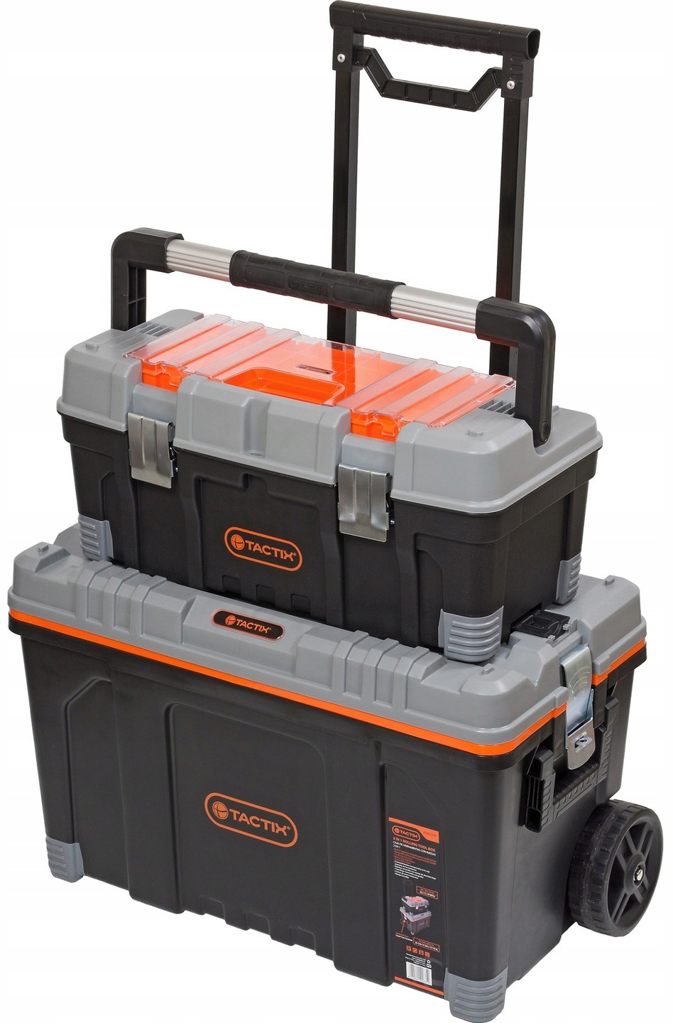 Skrzynka narzędziowa profesjonalna 2w1 DUŻA 68cm 25" MOBILNA -TACTIX Pojemność 140 l