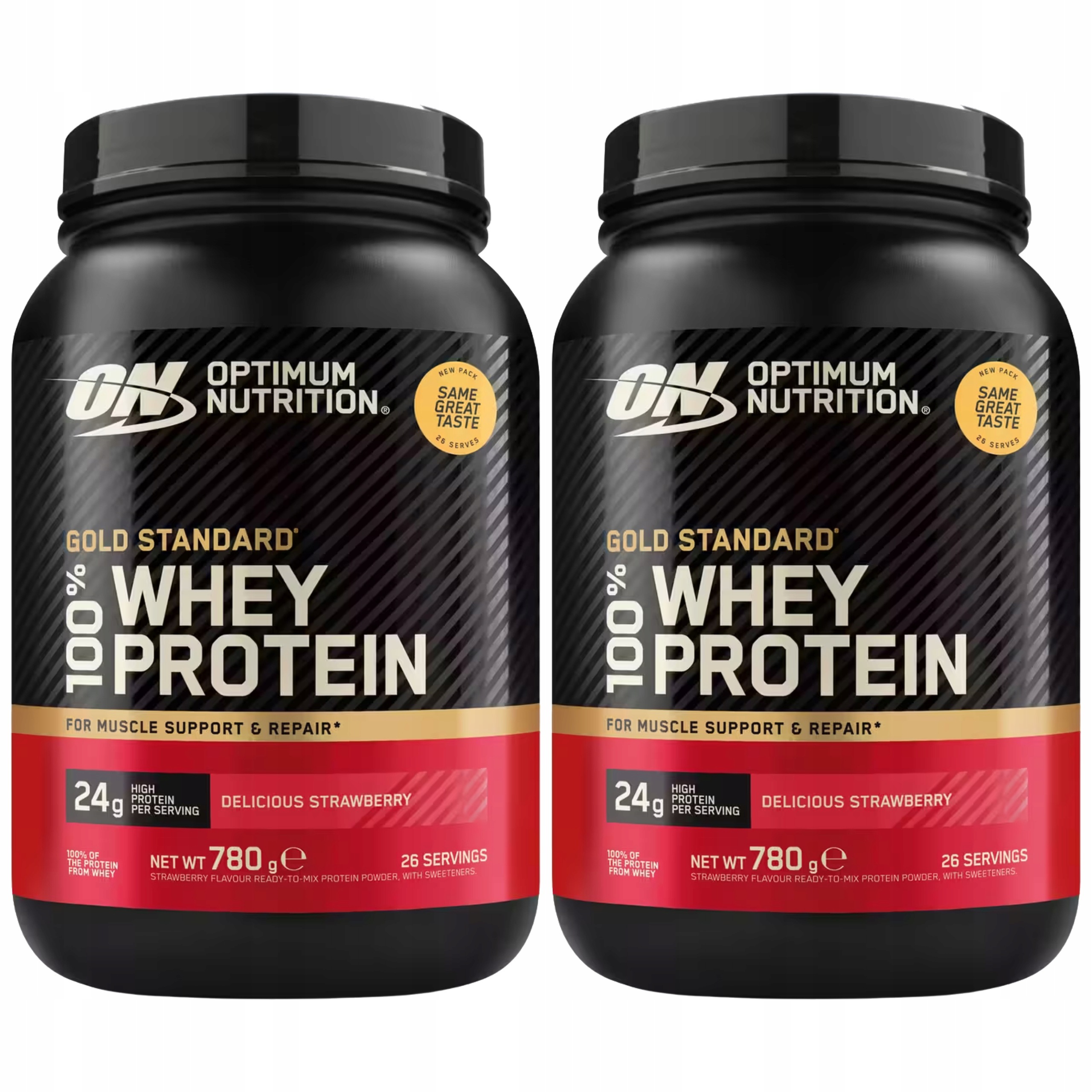 2x Optimum Nutrition Gold Standard Whey 780 g Bílkoviny Jahoda Wpc Wpi 26p
