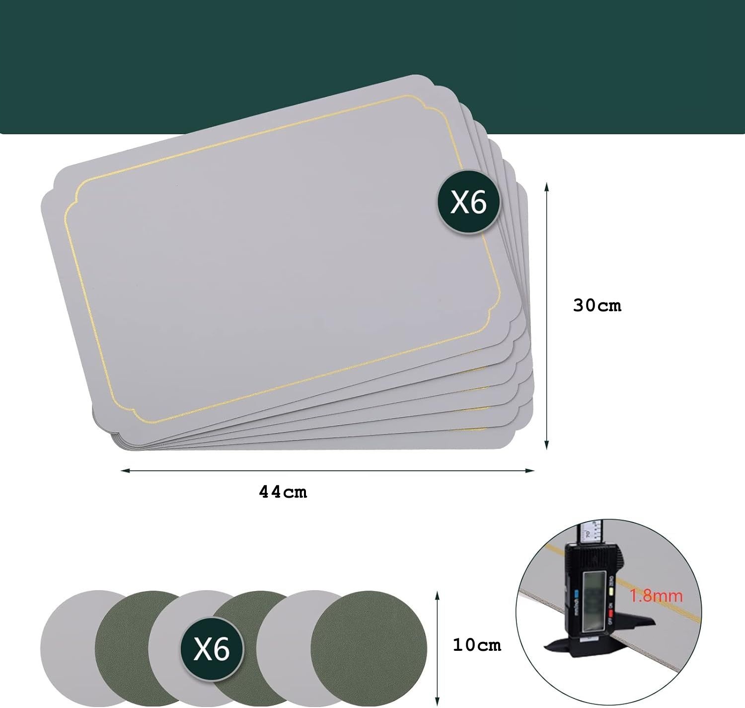 12 elemt. OCHRONNA PODKŁADKA NA STÓŁ POD TALERZ i KUBEK MATA OZDOBNA Kształt prostokątny