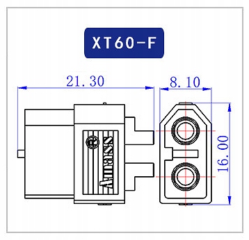AMASS KONEKTOR ZŁĄCZE WTYKOWE GNIAZDO ŻEŃSKIE XT60 Symbol XT60