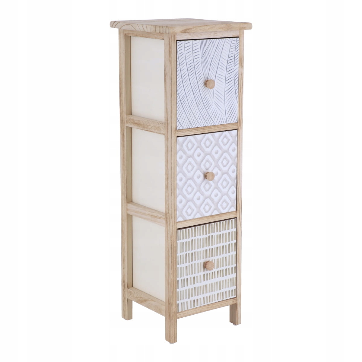 Koupelnová skříňka Olea se 3 zásuvkami, boho dřevo, prostorná, velká, stylová