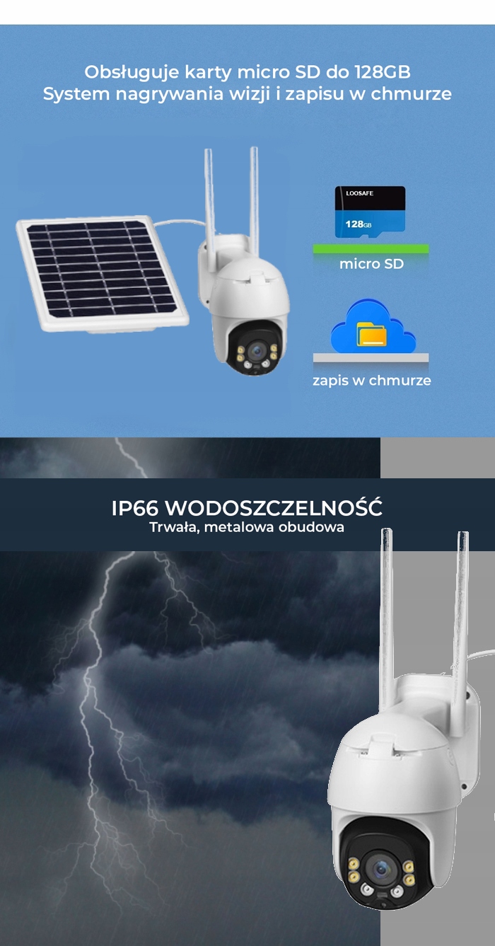 KAMERA OBROTOWA SOLARNA 1080 IP67 GSM 4G KOEL Model KAMERA OBROTOWA 4G