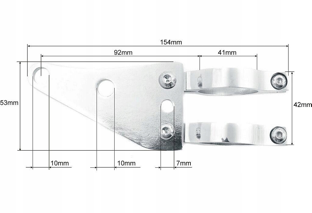 UCHWYTY REFLEKTORA PRZEDNIEJ LAMPY CHROM 41MM Dopasowanie do pojazdu produkt uniwersalny