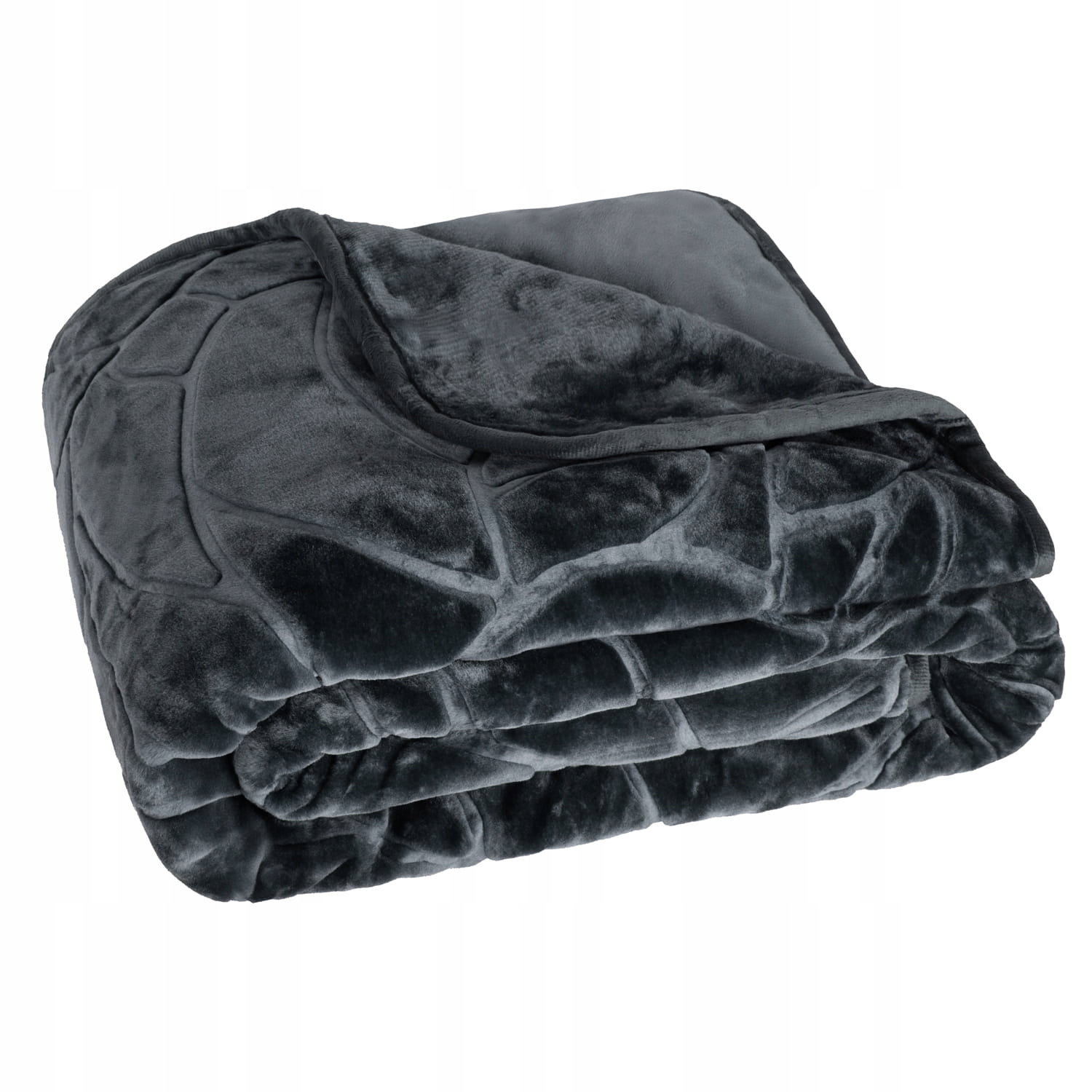 Akrylová deka 200x220 Liv grafitové listy, lisovaný přehoz