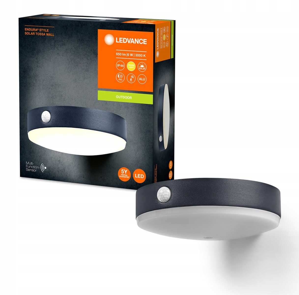 Zahradní nástěnné svítidlo Ledvance černé, integrovaný Led zdroj, 6 W