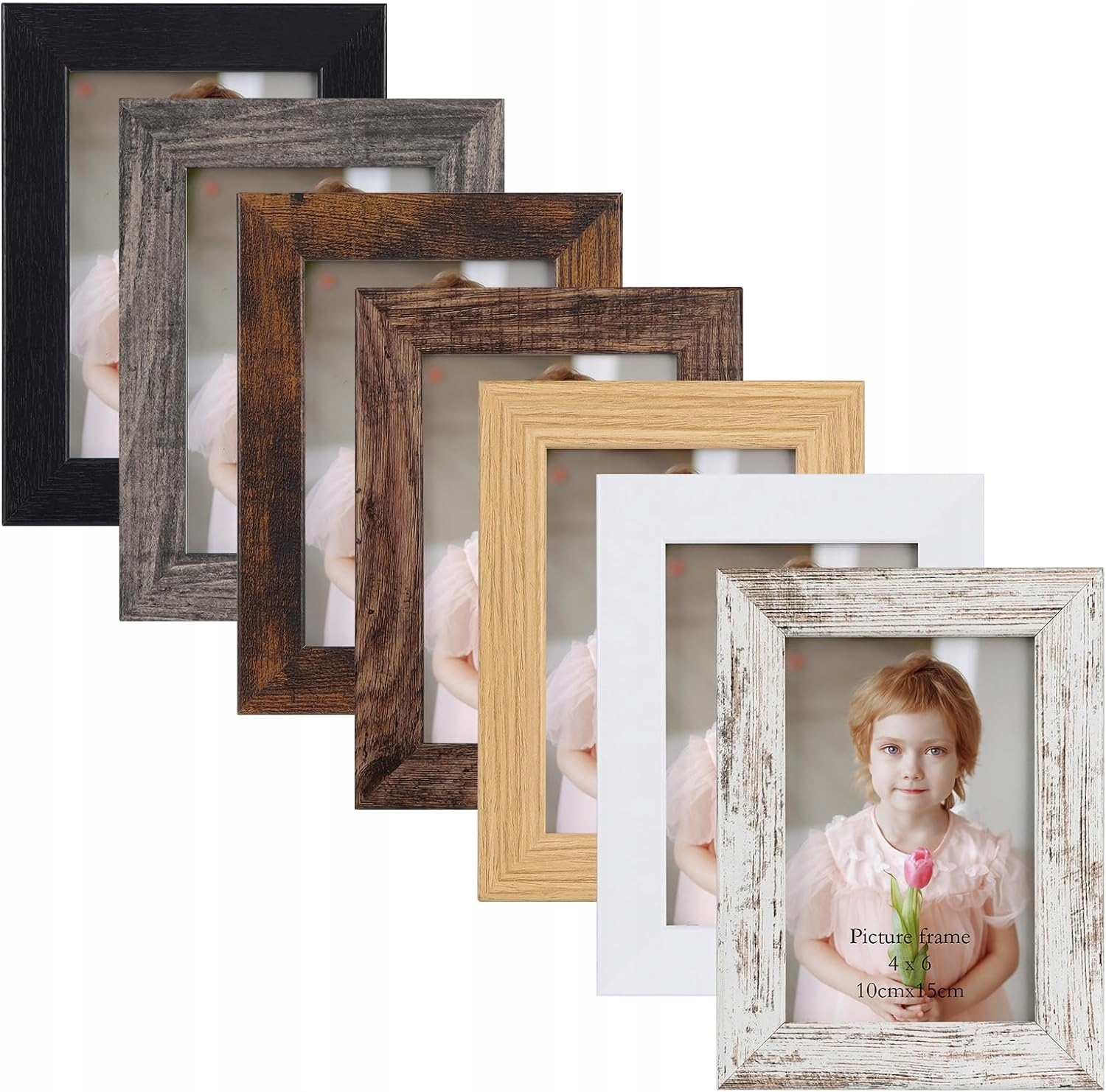 Sada 7 fotorámečků, 15 x 10 cm, pro zavěšení na zeď i postavení na stůl