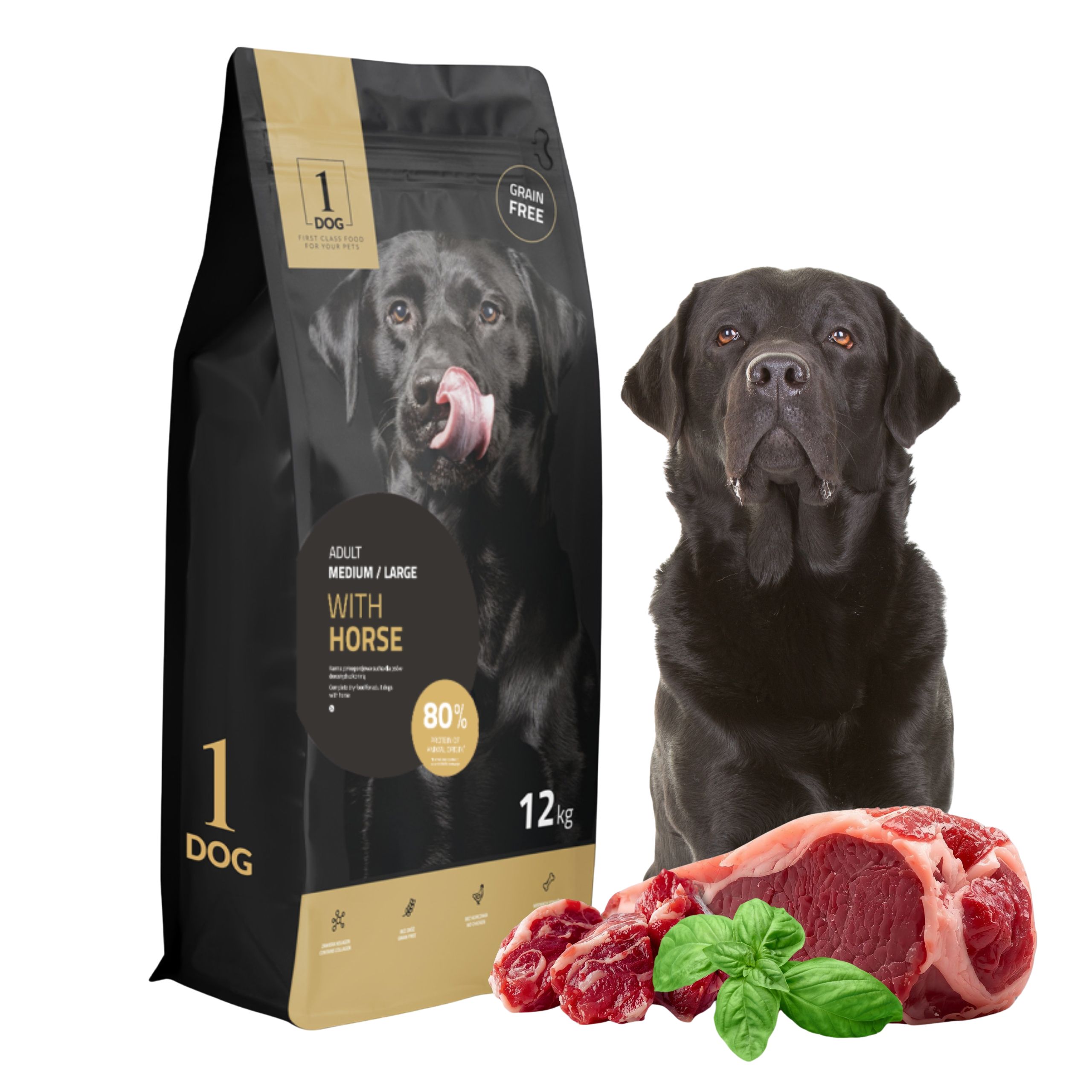 Sucha karma dla psa z koniną średnie i duże rasy 12kg 1DOG monobiałkowa