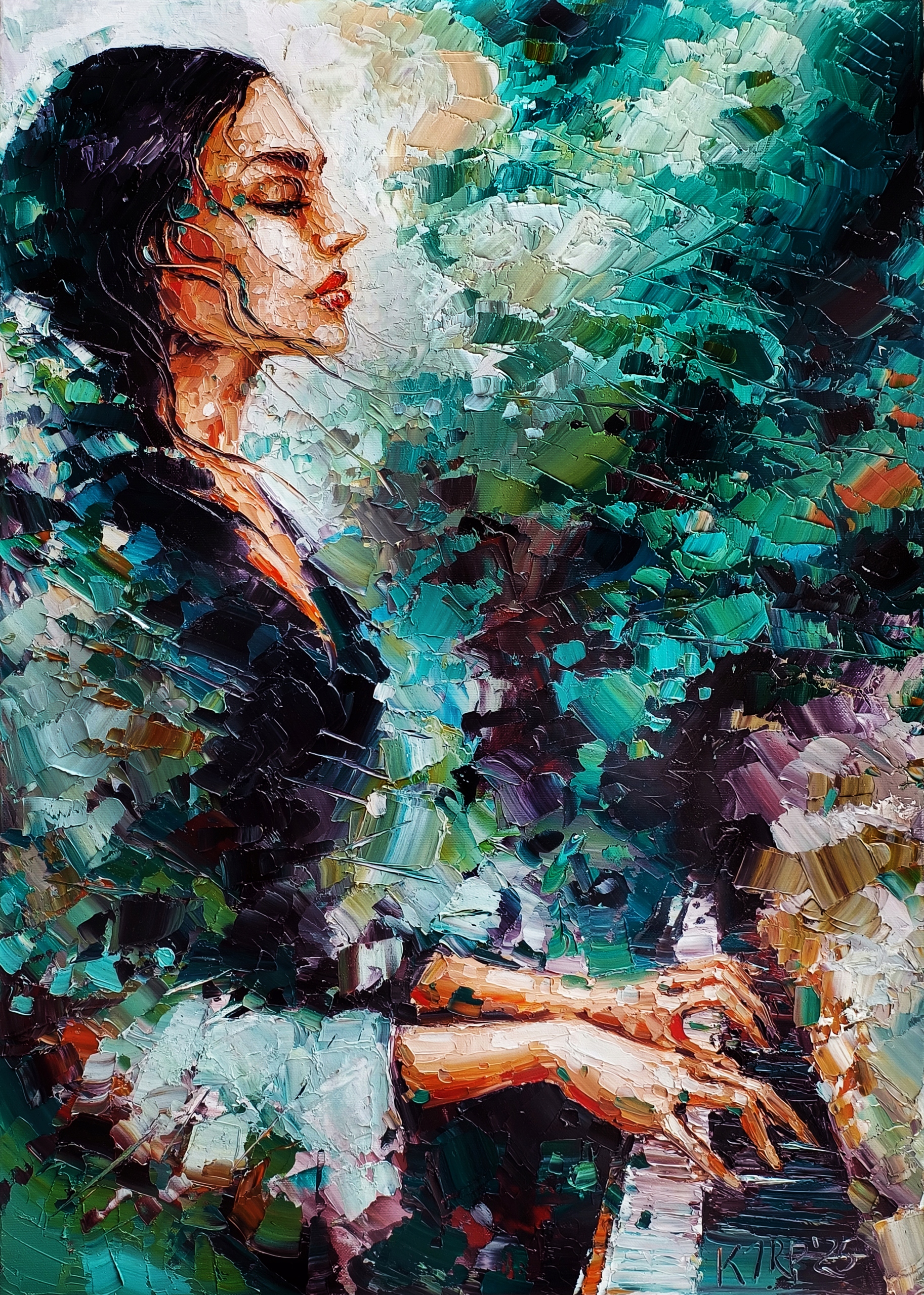 - TAM GDZIE MILKNĄ MYŚLI - obraz olejny- 70x50 cm - K. Róż-Pasek