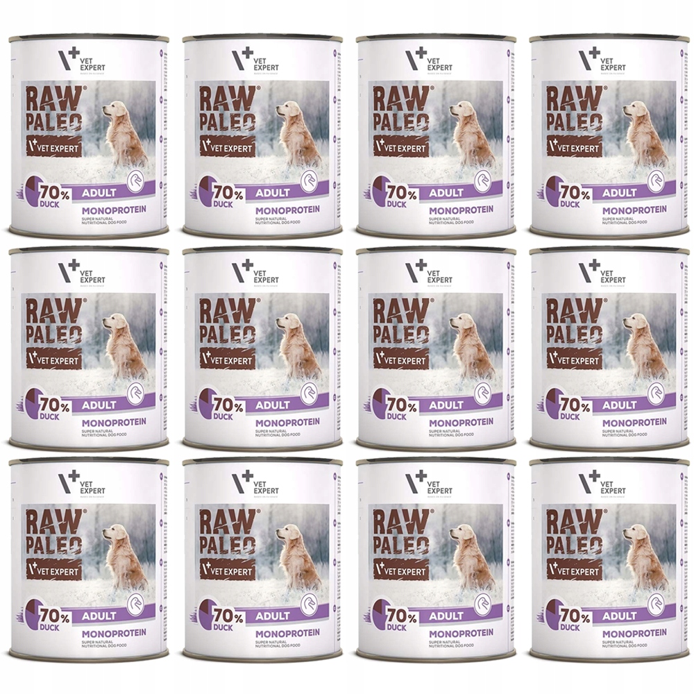 Vlhké krmivo pro psy VetExpert Raw Paleo Kachna Adult Can 12x800 g