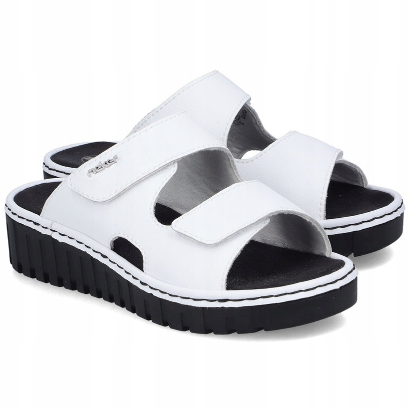 Nazouváky pantofle Rieker V1392-80 White německé bílé Kůže VEL.39