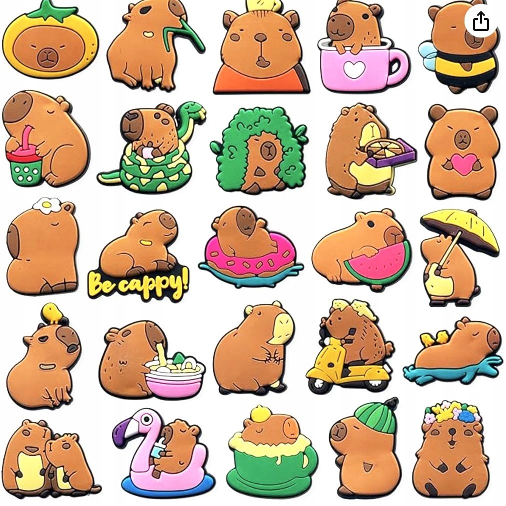 Pin Připínáček na boty Crocs Crocs 25 vložek zapínání– Kapybara přívěsky