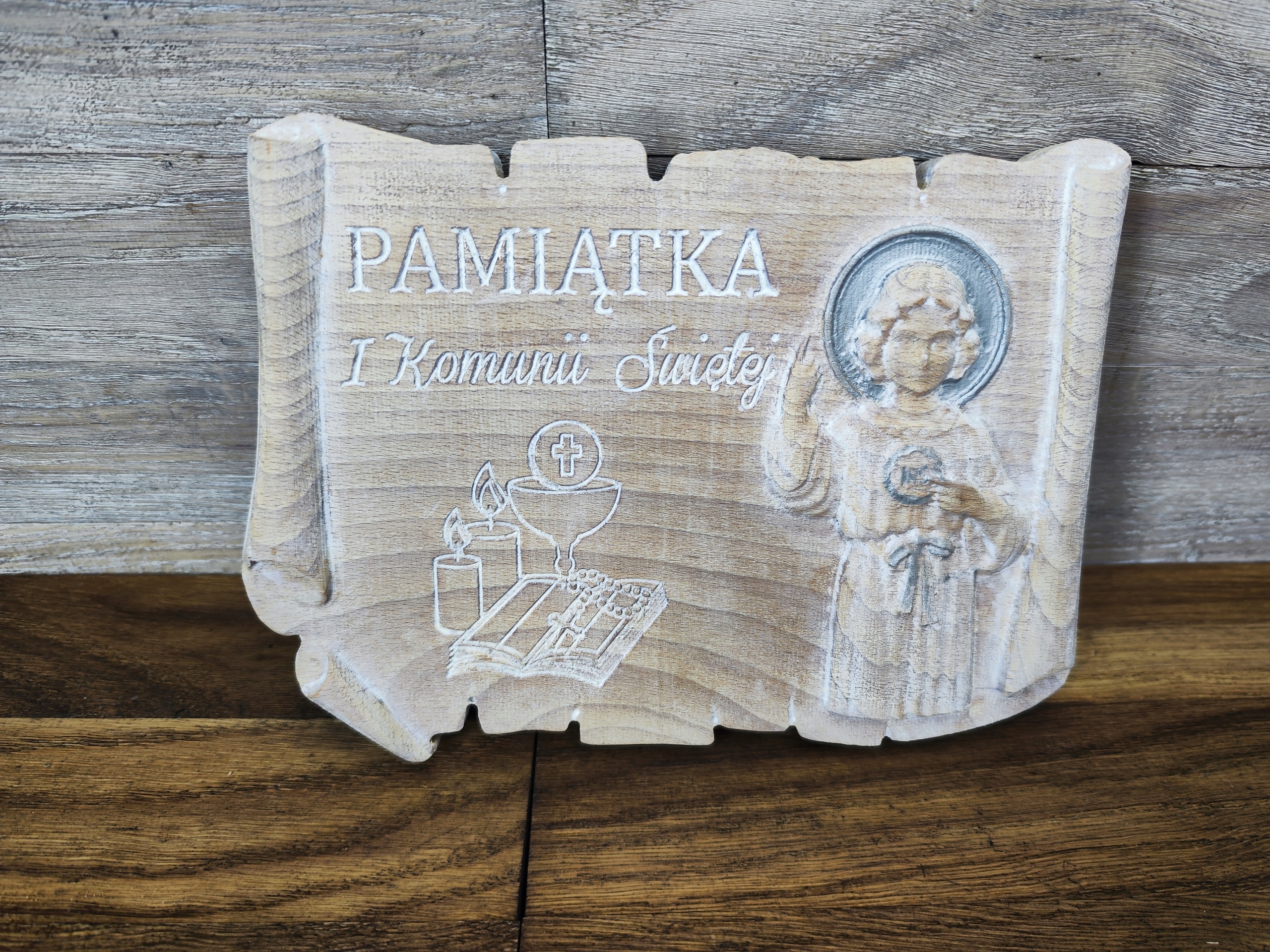 Obraz ve dřevě dárek k I. svatému přijímání Ježíš 25cm suvenýr papyrus