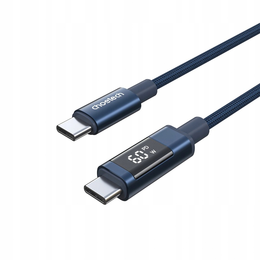 Kabel Choetech XCC-1068 PD 60 W USB-C - USB-C z wyświetlaczem 1.2 m - niebi