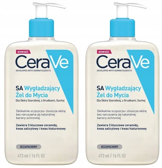 Cerave Sa Żel wygładzający do mycia 2x 473 ml