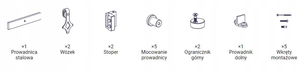 System do drzwi przesuwnych Loft KARO 200cm czarny Długość prowadnicy 2 m