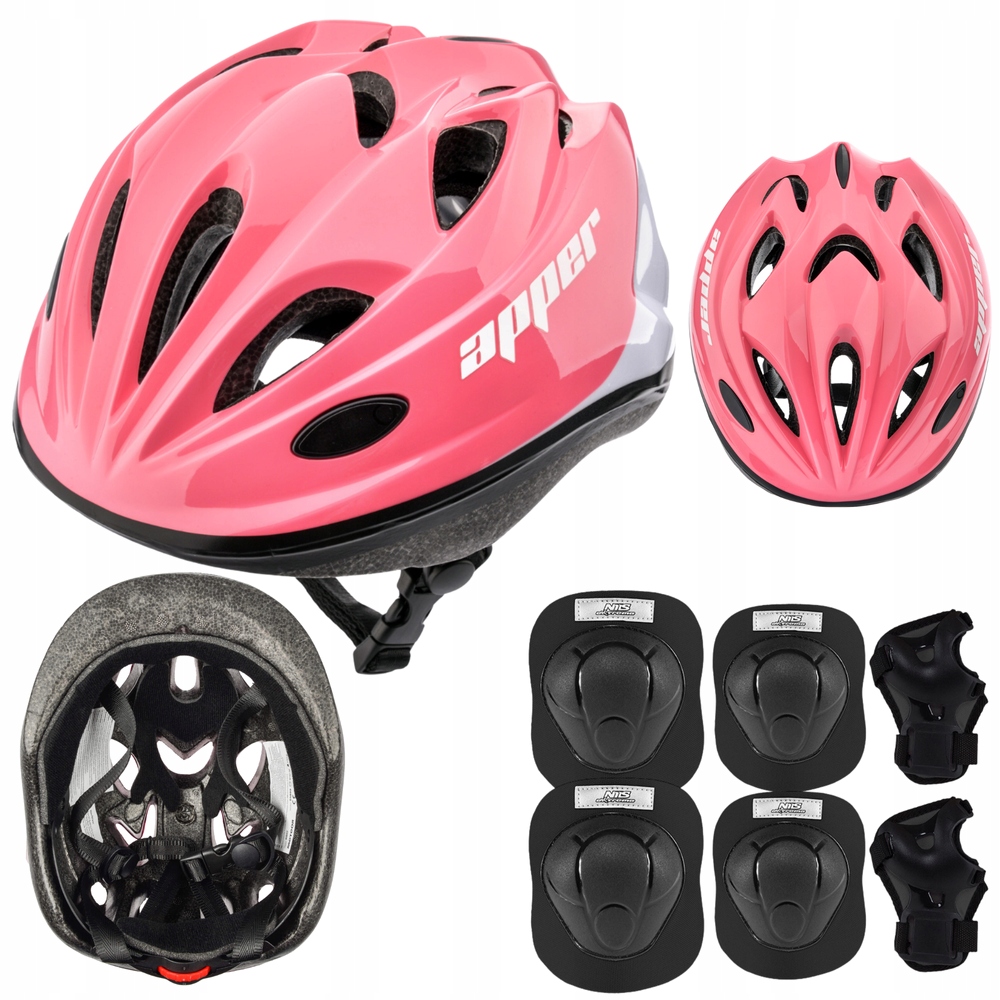 Kask Rowerowy Regulowany Ochraniacze Komplet Na Rolki Rower Deskorolkę S