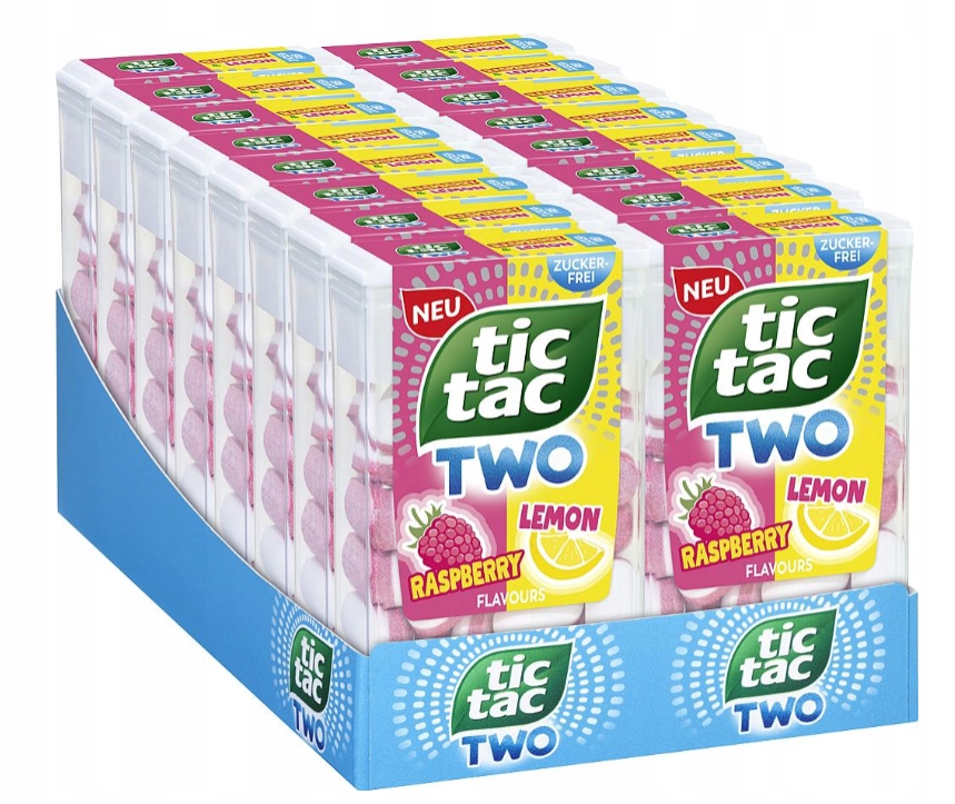 Tic Tac Two Raspberry Lemon Bez Cukru 38,5g Dwusmakowe Drażetki