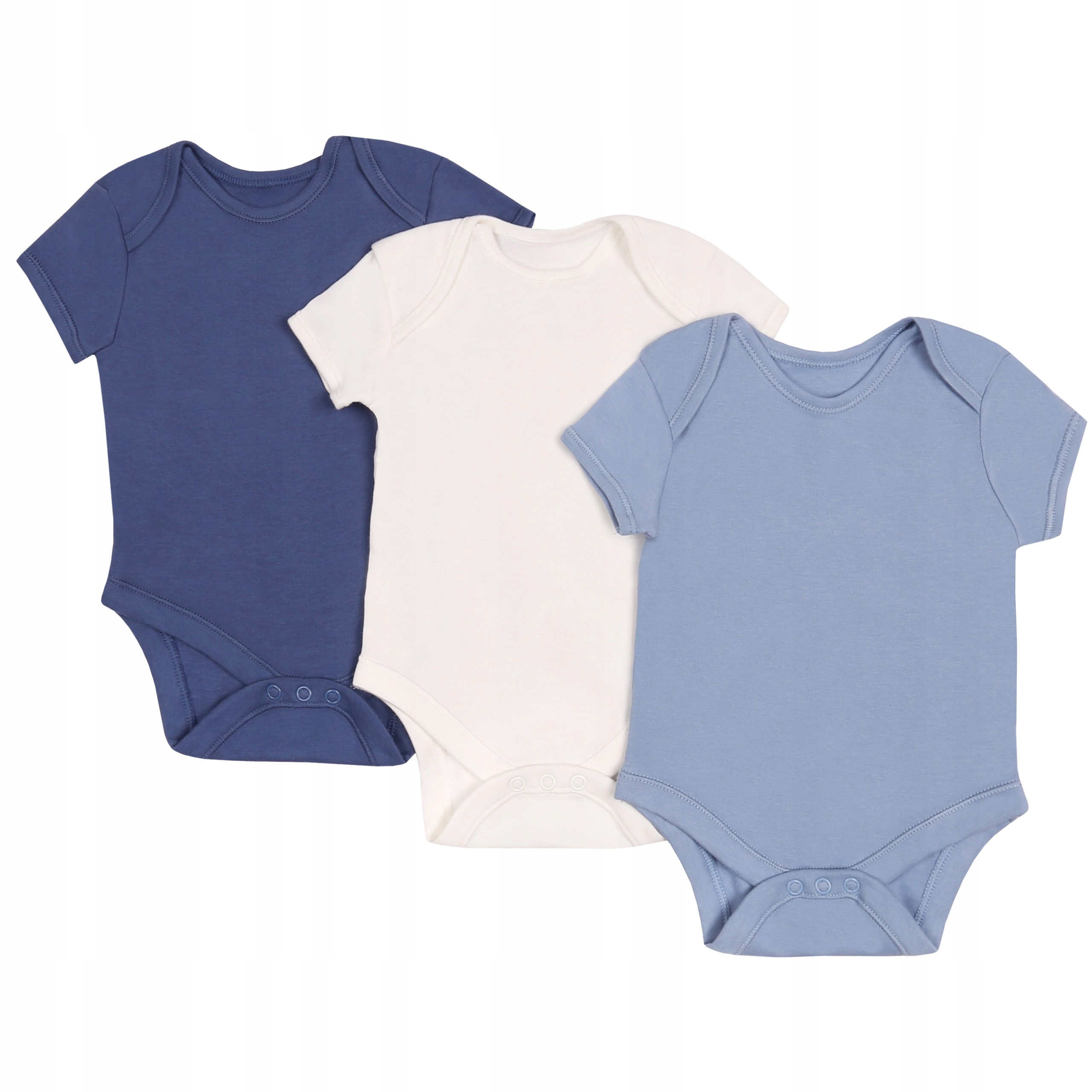 

3x Niebiesko-białe body z krótkim rękawkiem 86 cm