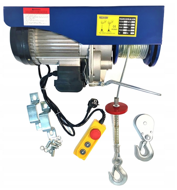 Wyciągarka warsztatowa 600kg z pilotem bezprzewod. Waga produktu z opakowaniem jednostkowym 17.59 kg