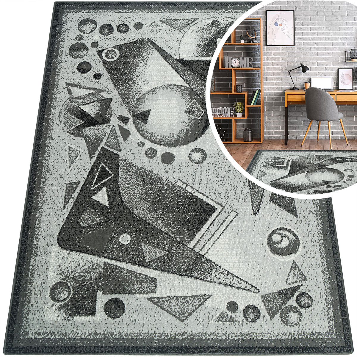 Módní Koberce Do Obývacího Pokoje Graf Šedá Černá 120x170PL