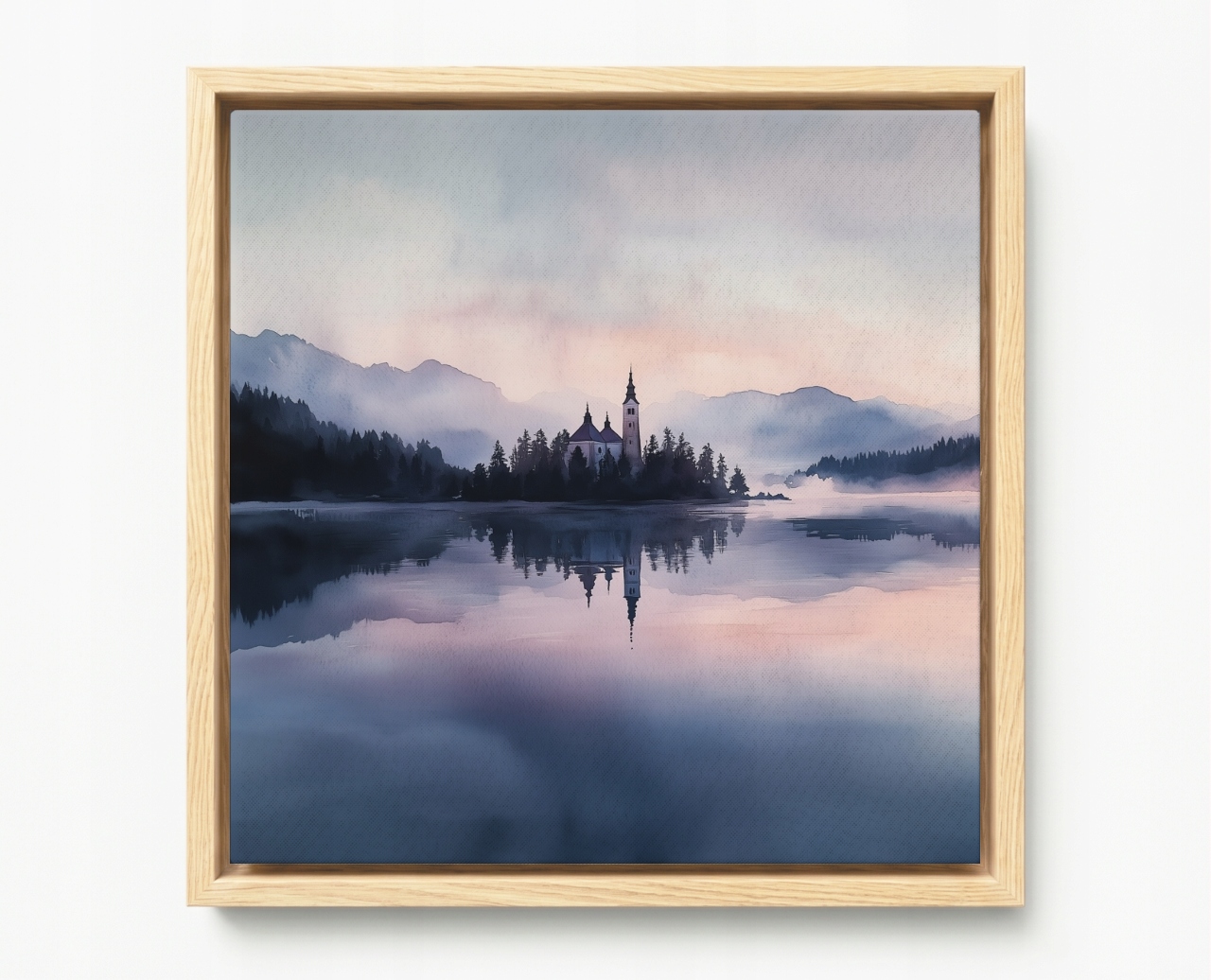 Obraz Rám Americký Box Jezero Kostel Hory Bled Slovinsko Alpy 40x40