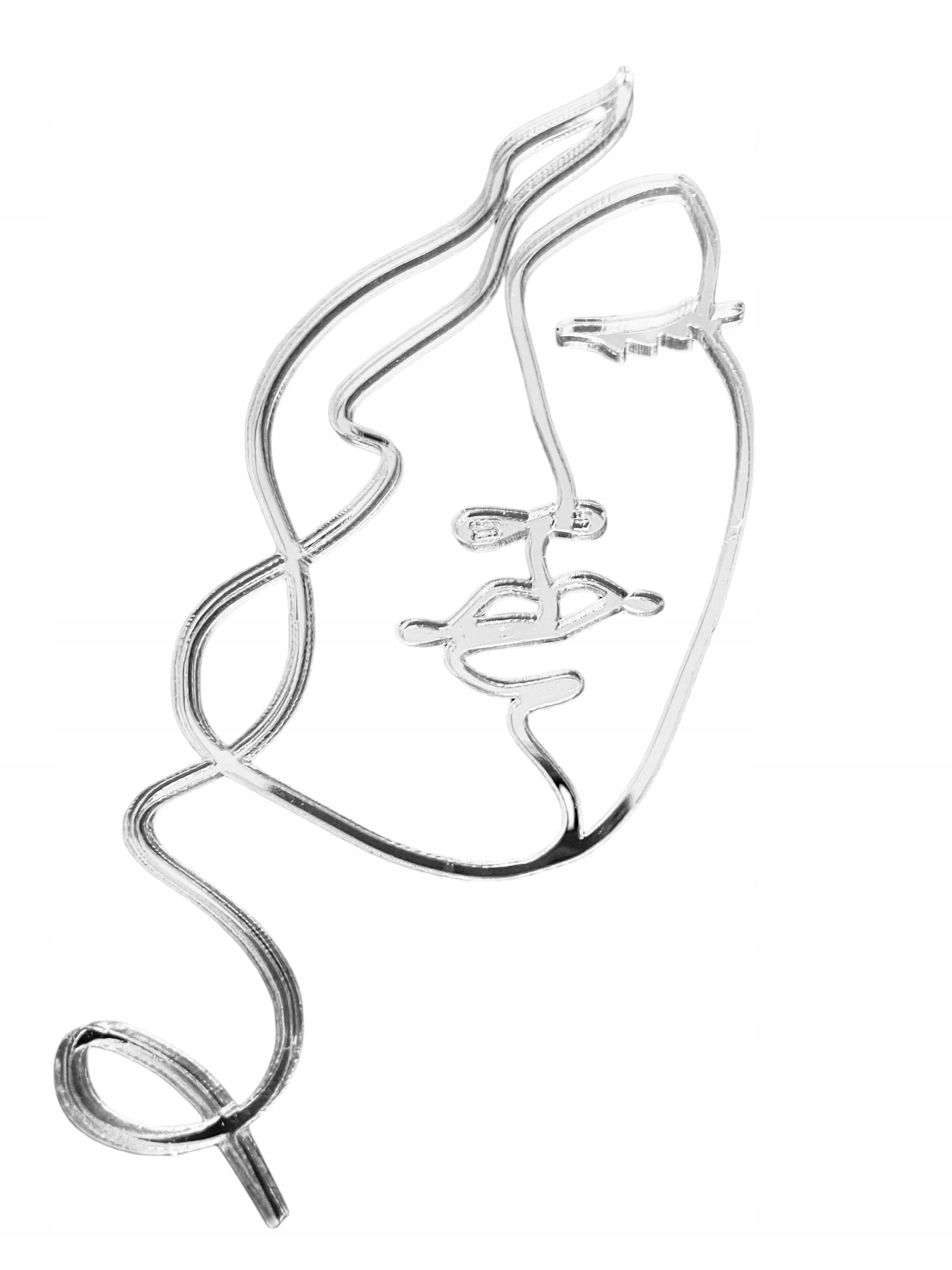 TOPPER NA BOK TORTU TWARZ LINIA RYSY KOBIETA SREBRNE LUSTRO SREBRNY