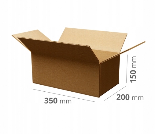 100x Pudło klapowe Karton 350x200x150 mm szare 340 g/m2 Gabaryt B