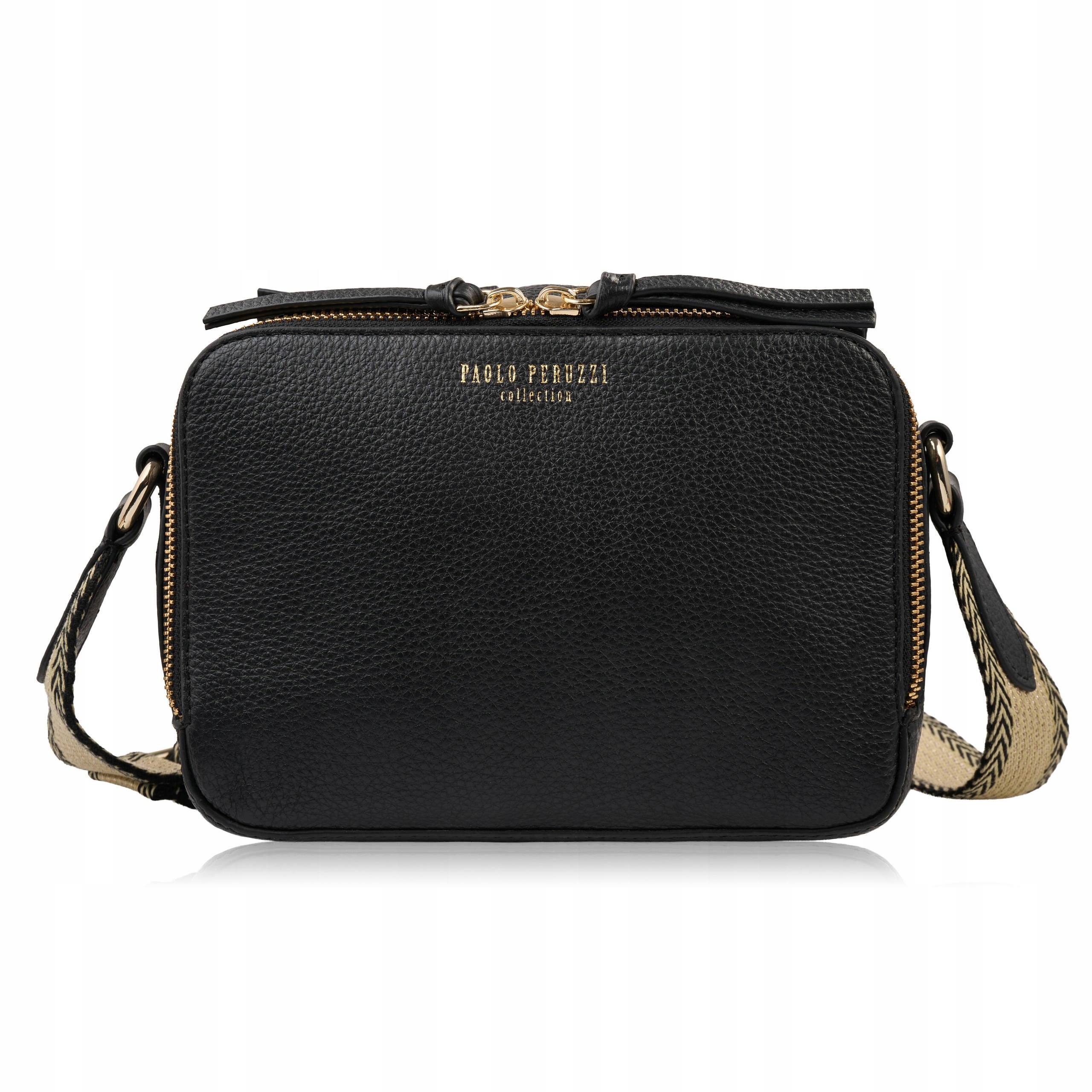 Dámská kožená kabelka přes rameno černá Paolo Peruzzi