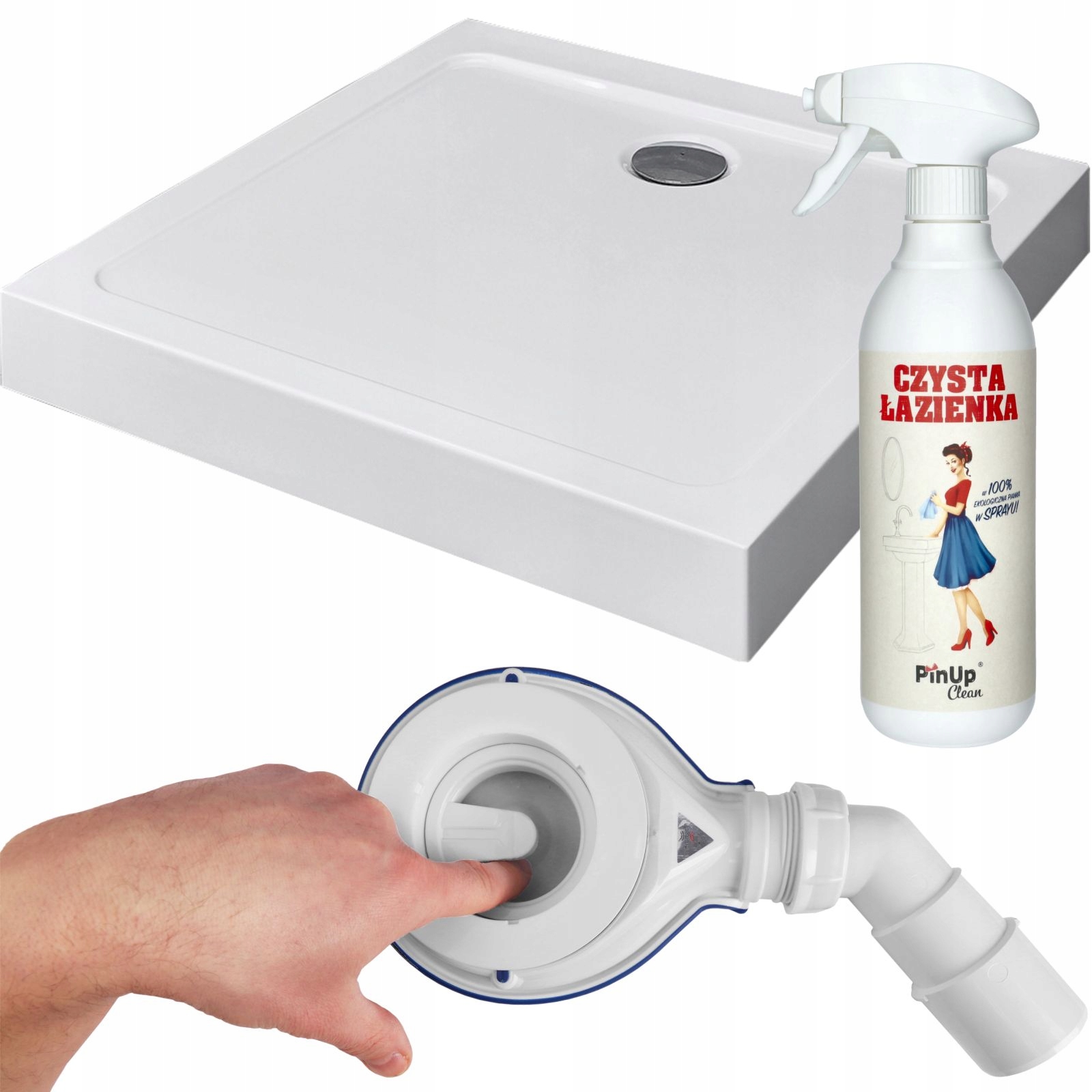 Brodzik prysznicowy kwadratowy Doros C Compact biały 90x90 syfon Premium