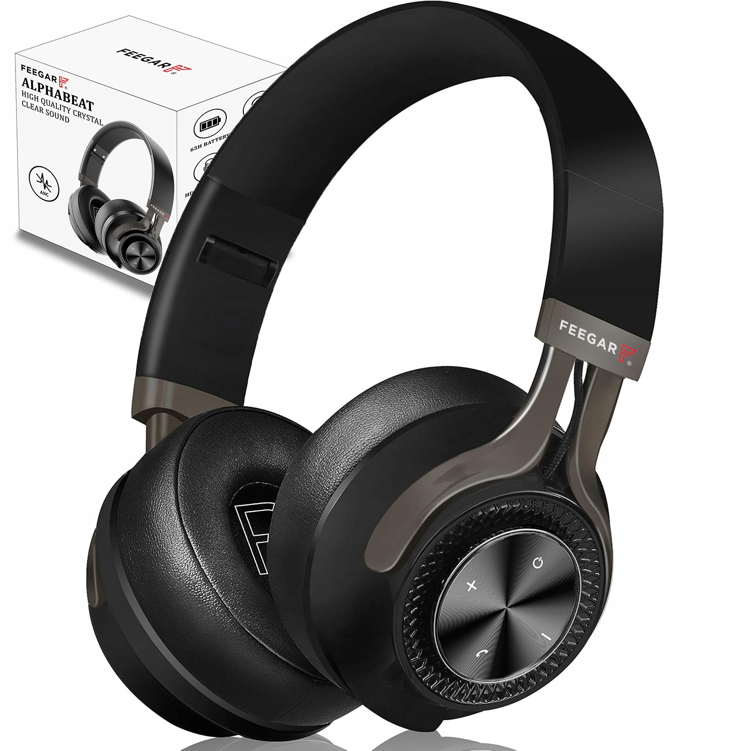 Bezdrátová sluchátka Feegar Anc 65H AlphaBeat přes uši Black Bt 5.4