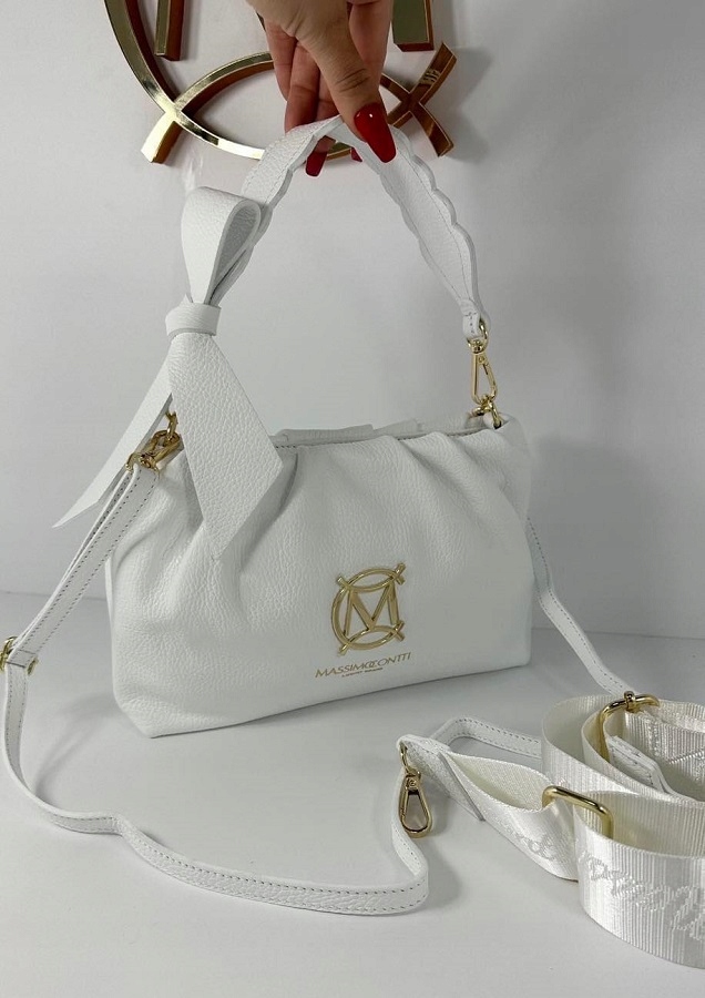 TOREBKA SKÓRA MASSIMO CONTTI KOKARDKA BIAŁA 987B Styl miejski