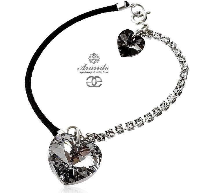 Krystaly Náramek Comet Night Heart Stříbro