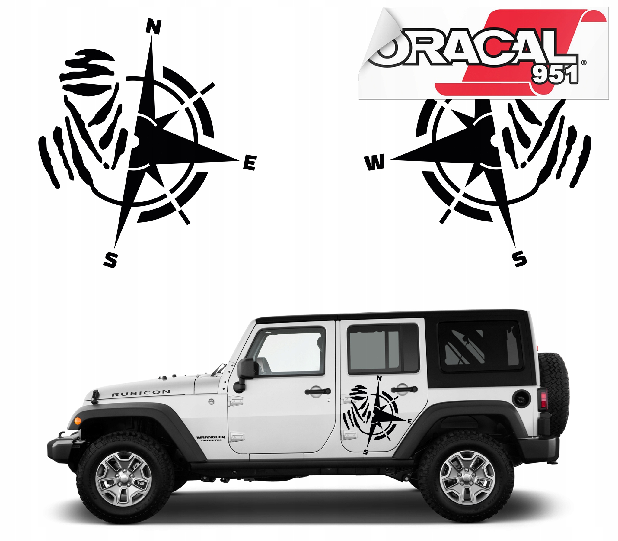 Наклейка для автомобиля JEEP Роза ветров 49x43 2шт