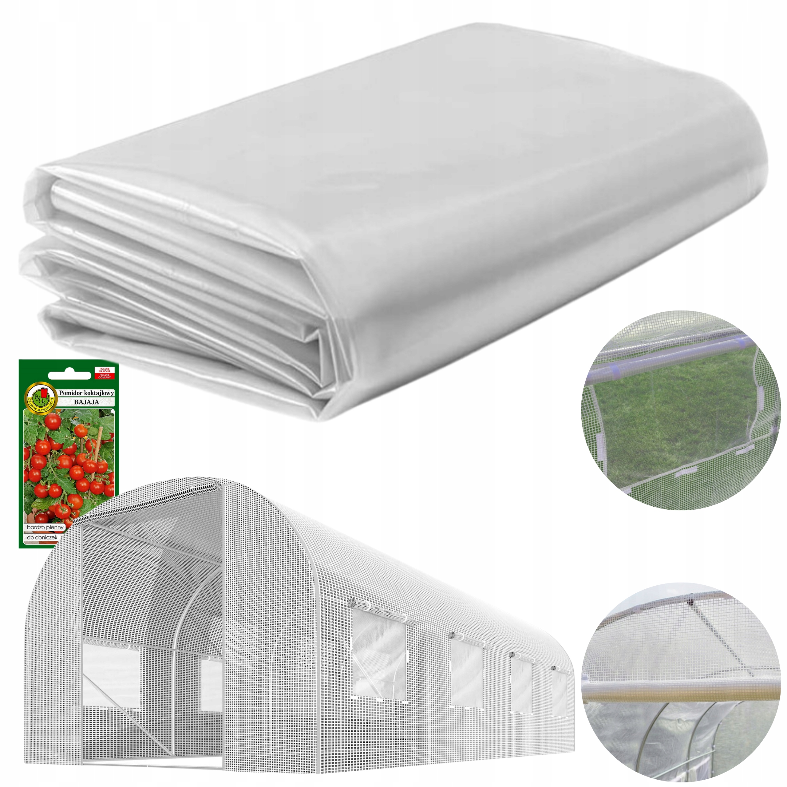 FOLIA ZAMIENNA NA TUNEL OGRODOWY FOLIOWY 4x2,5 BIAŁA PRZEZROCZYSTA 10m2