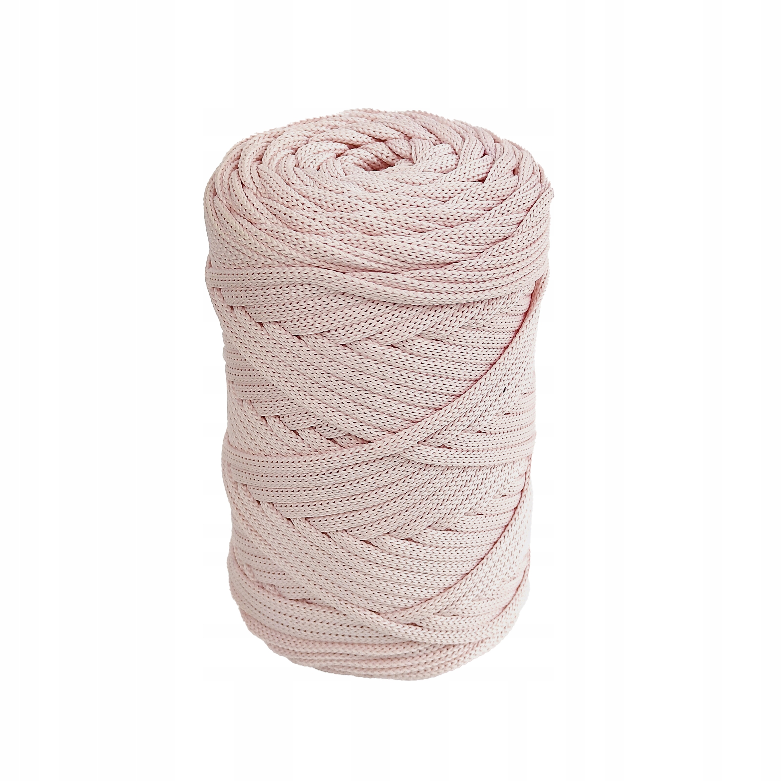 Šňůra v tělové barvě polyesterová plochá 5 mm béžová 100 m pro rukodělné aktivity v košíku