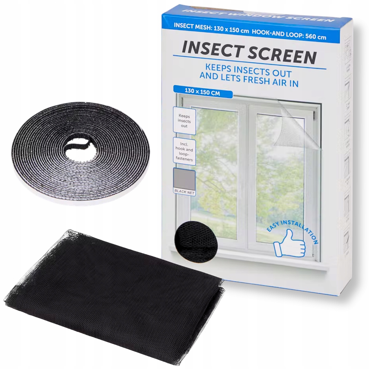 

Moskitiera Do Okna Czarna Taśma 130x150 cm