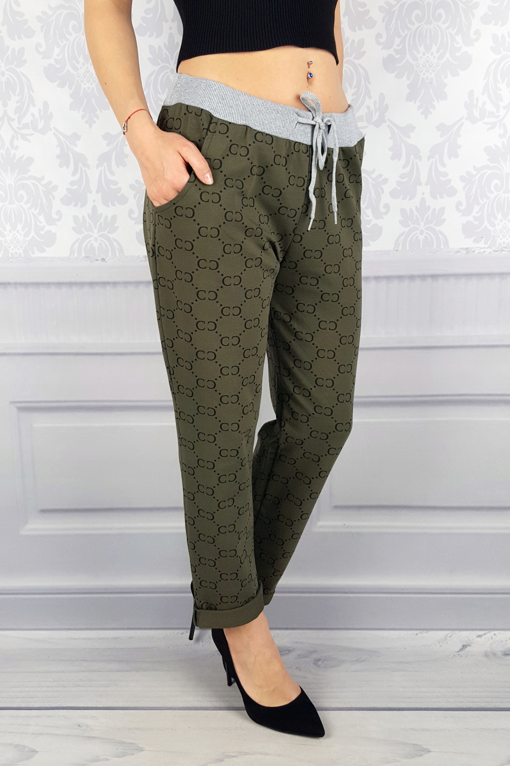 WYGODNE - SPODNIE - DRESOWE - KWIATY - BAWEŁNIANE Materiał dominujący bawełna