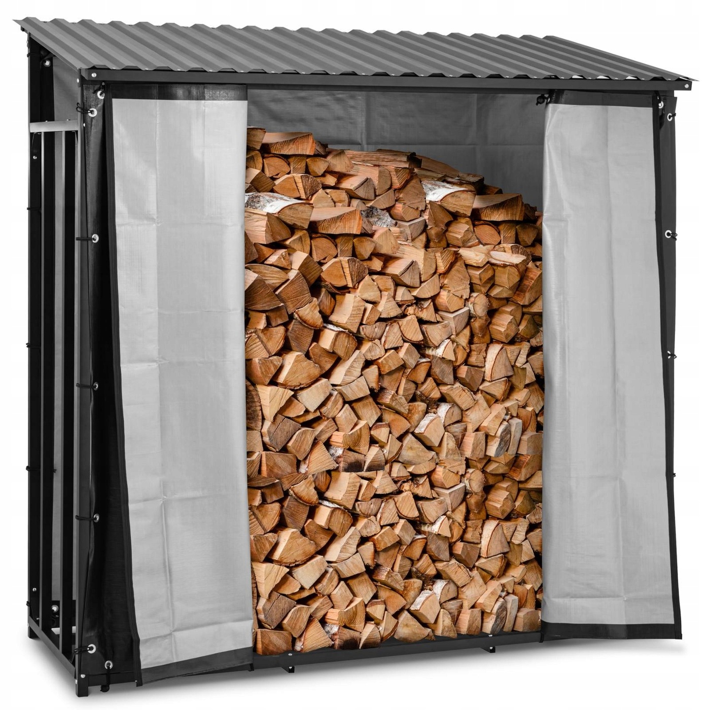 Stojak Na Drewno Plandeka I Dach 800 Kg 89 X 191 X 192,5 CM Czarny