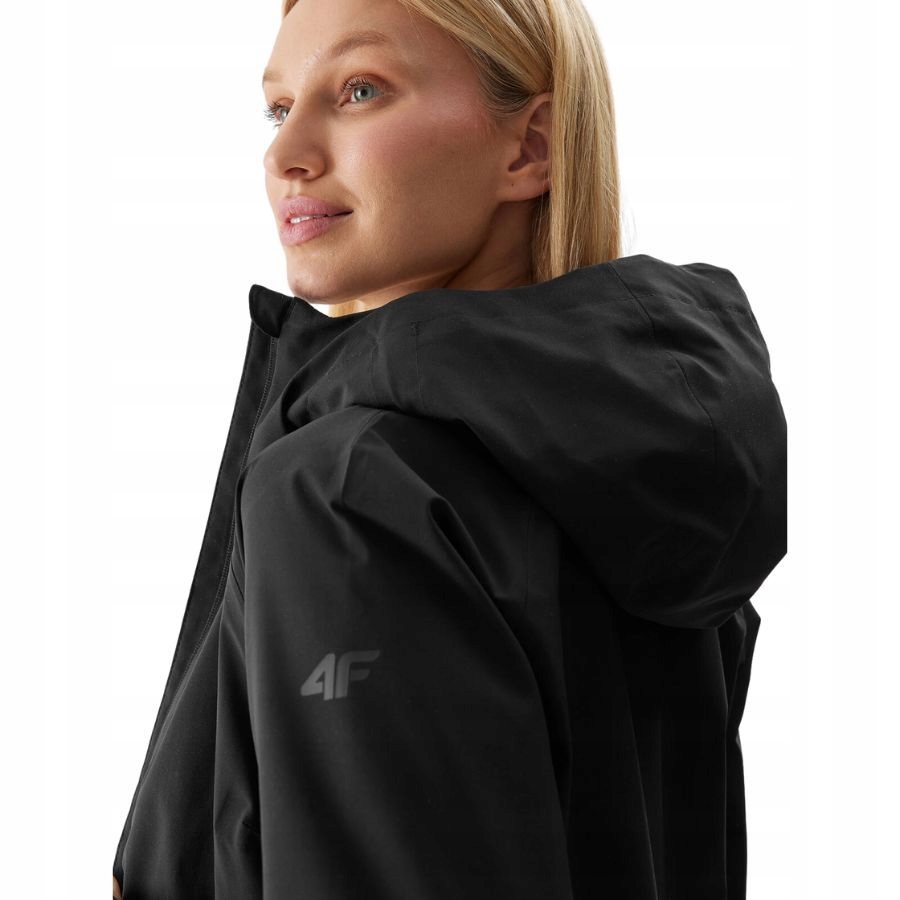 KURTKA DAMSKA 4F PRZEJŚCIOWA SPORTOWA WIOSENNA NA CO DZIEŃ Model ZIMOWA KURTKA PIKOWANA PRIMALOFT CZARNA Z KAPTUREM
