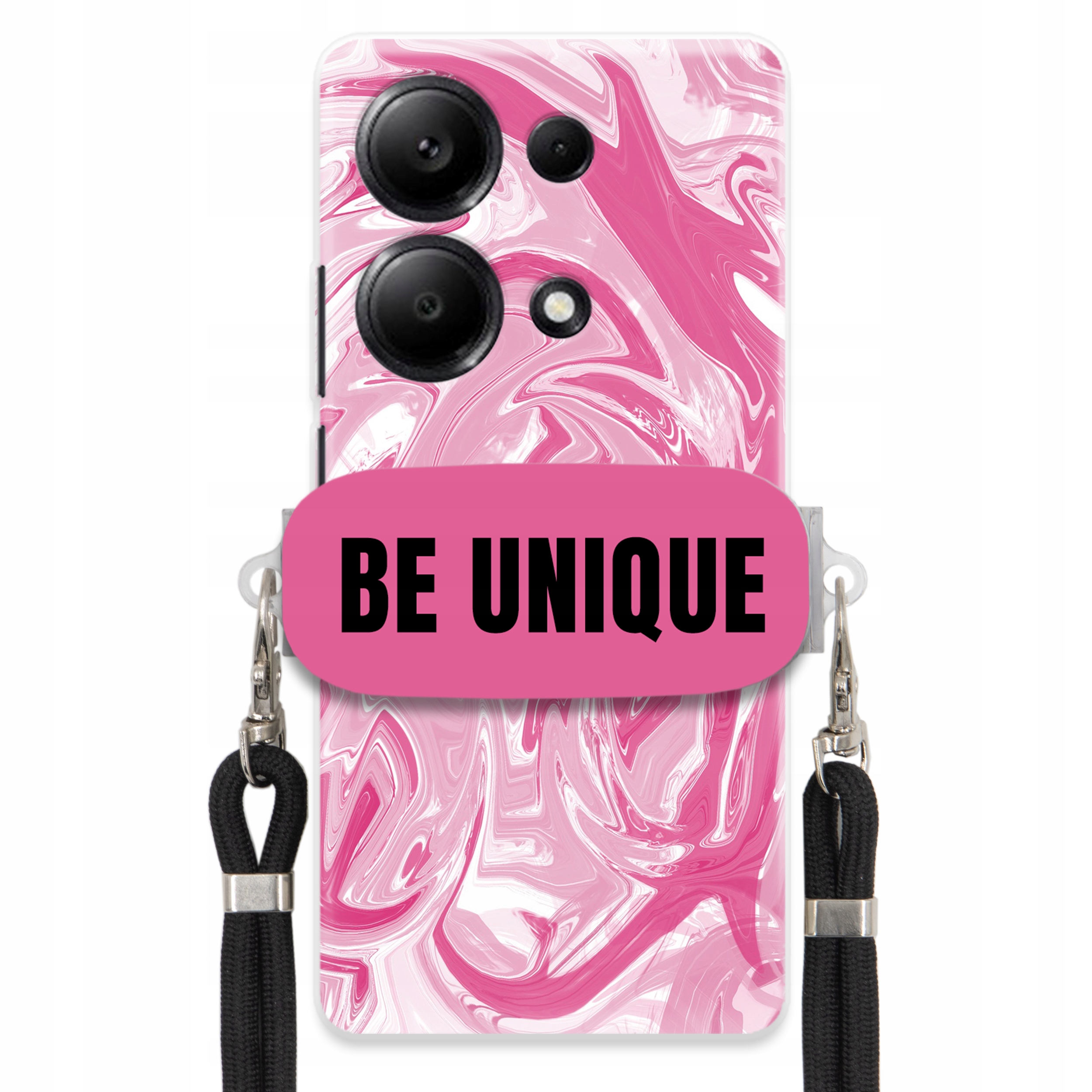 Pouzdro pro Xiaomi Redmi Note 13 Pro 4G Uchywt Šňůrka Černá Růže Mramor Unique