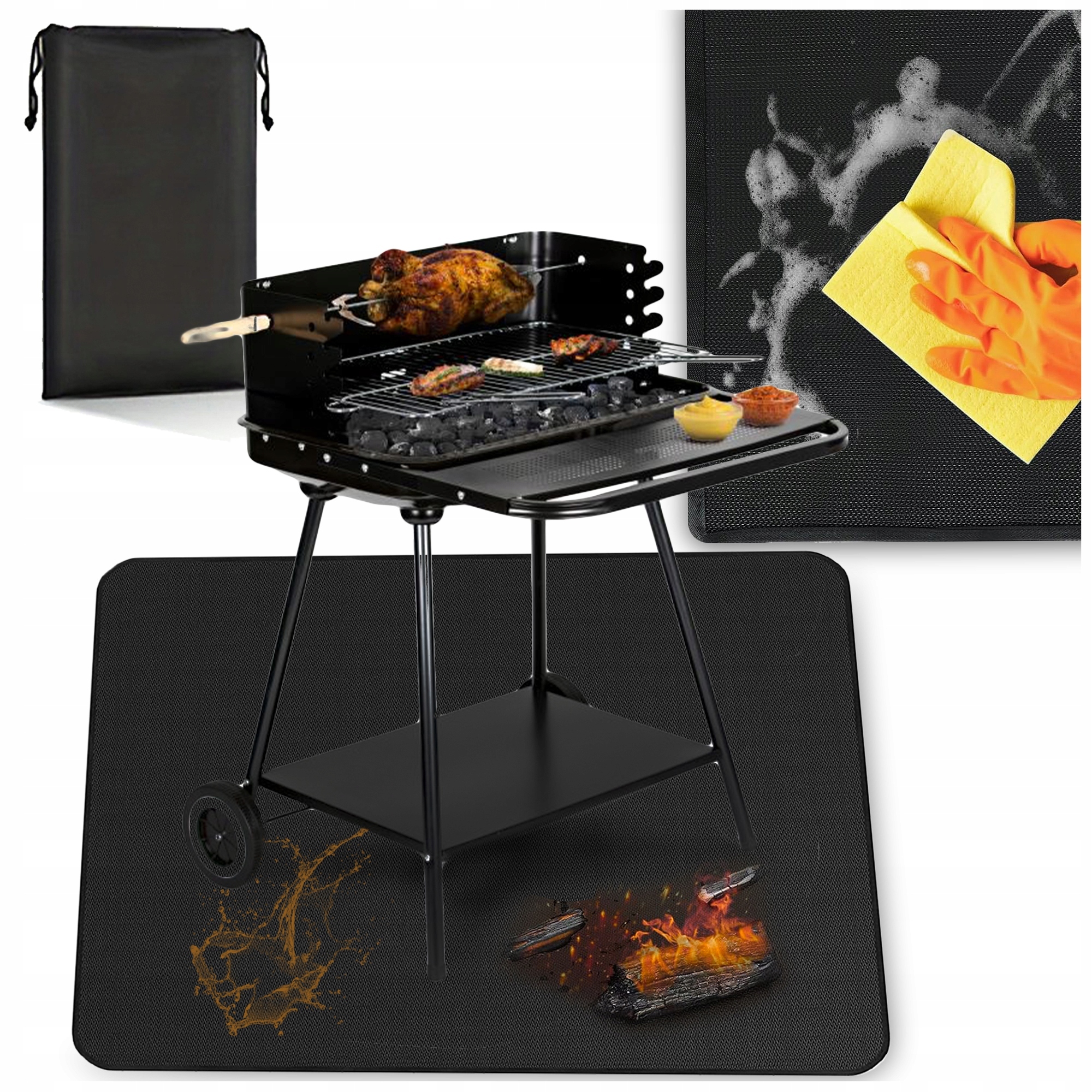PLAMOODPORNA PODKŁADKA POD PRZED GRILL BBQ PIEC MATA OCHRONNA DUŻA 100X120